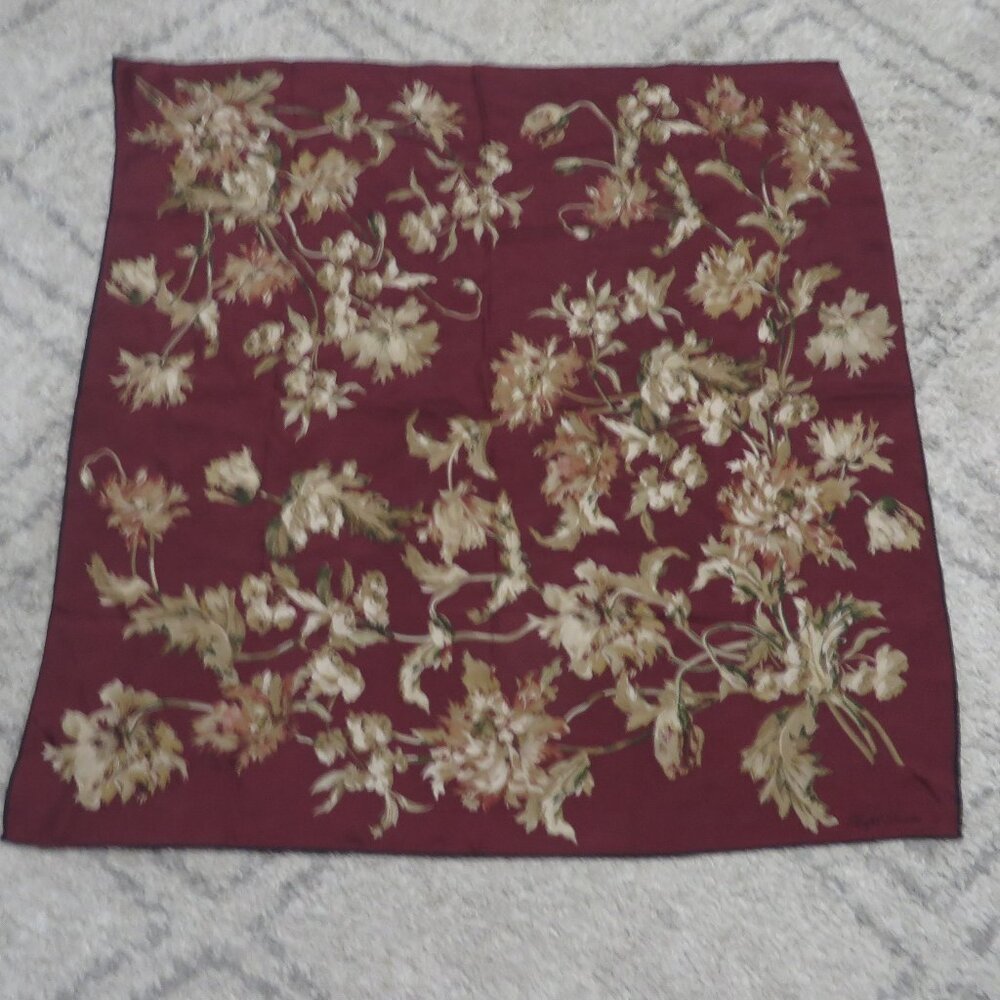 ❤️RALPH LAUREN Black Label Piano Shawl Silk Floral Scarf 35x35
